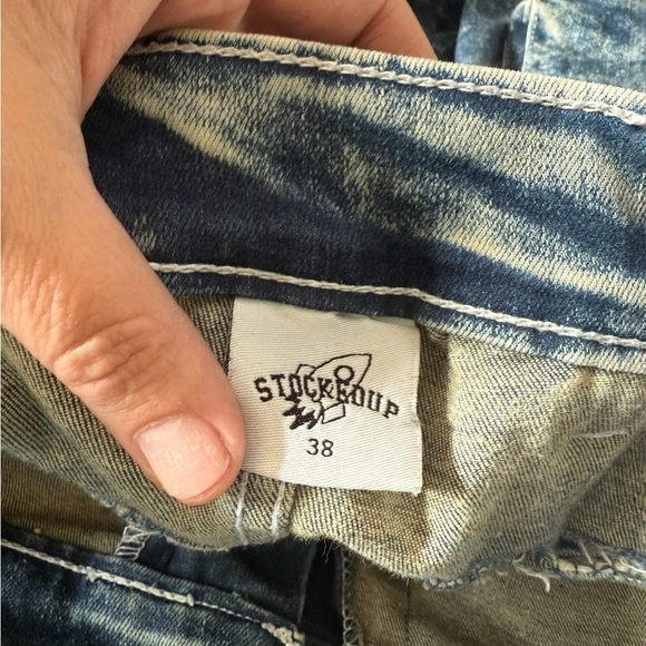 Stocked Up Distressed Acid Wash Cargo Jeans – Size 38 - Picture 3 of 6